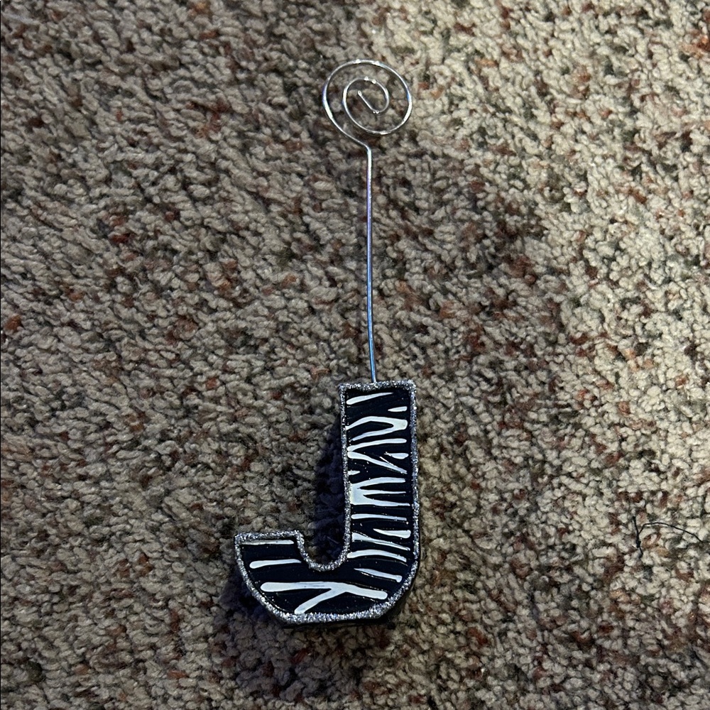 Zebra Print 'J' Photo/Place Card Holder